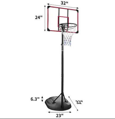 Portable Basketball Hoop System Stand Height Adjustable 7.5ft - 9.2ft With 32 Inch Backboard And Wheels For Youth Adults Indoor Outdoor Basketball Goal