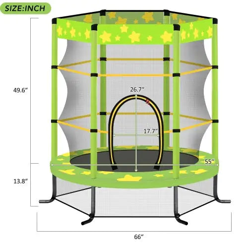 55 Inch Kids Trampoline With Safety Enclosure Net, 4.5FT Outdoor Indoor Trampoline For Kids Purple