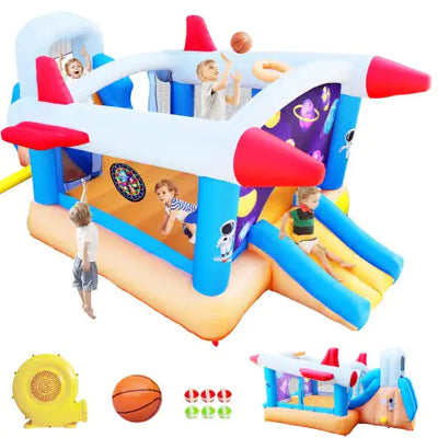 6 In 1 Outdoor Indoor Inflatable Bouncer For Kids Target Ball Basketball Slide With Blower  WL