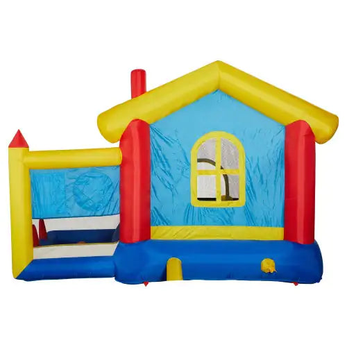 8-in-1 Inflatable Bounce House With Blower Basketball Stand Ocean Ball Throwing Ring Game Target And Sticky Ball Game For Kids