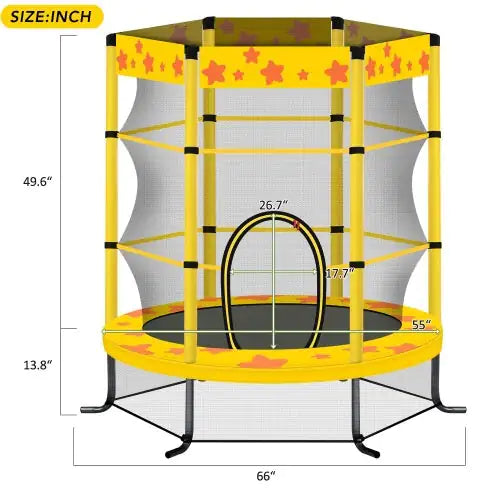 55 Inch Kids Trampoline With Safety Enclosure Net, 4.5FT Outdoor Indoor Trampoline For Kids Purple